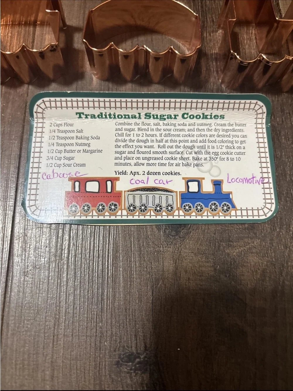 Copper Train Cookie Cutter Set with Tin